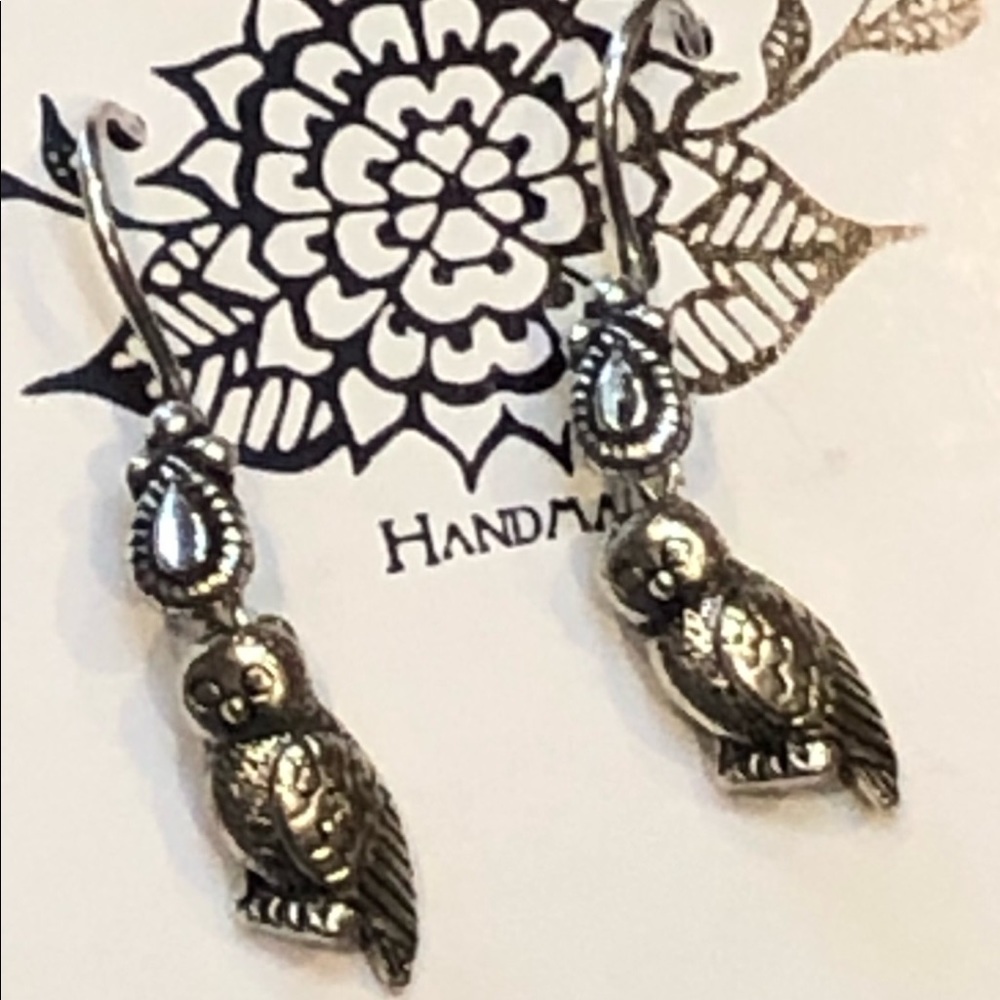 Silver Owl Earrings - Picture 7 of 8